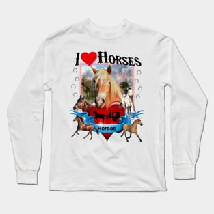 I Love Horses Cowboy Cowgirl Cottagecore Hidden Valley Ranch Country Rodeo Horse Lovers Graphic Long Sleeve T-Shirt